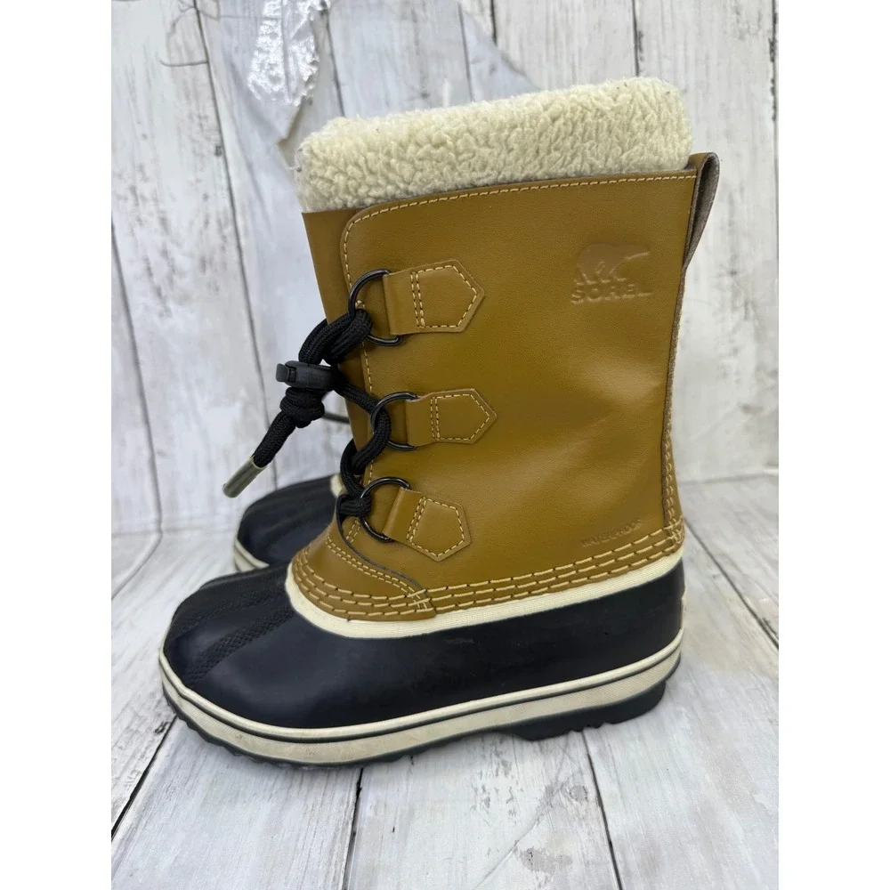 Sorel Yoot Pac TP Waterproof Winter Boots Tan Black NY1963-259 Youth 1
